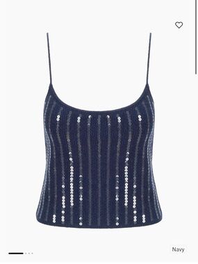 STAUD Emerson Sequined Rib-knit Tank (Navy)